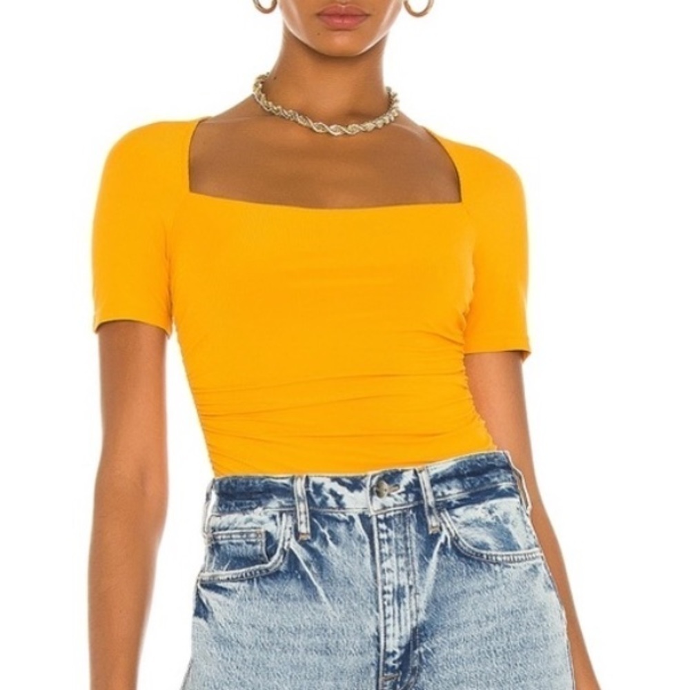 Significant Other Valerie Ribbed Square Neck top in Marigold